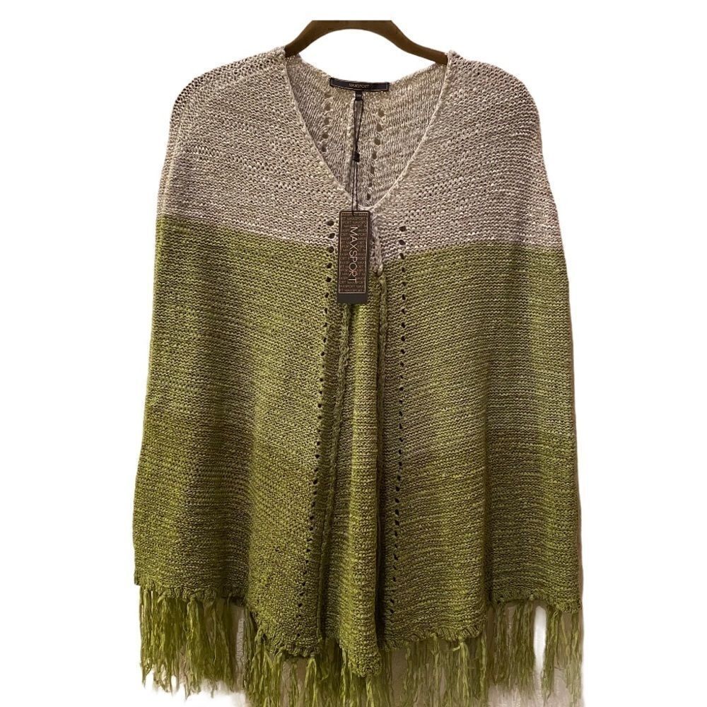MaxSport Green Sweater Poncho 